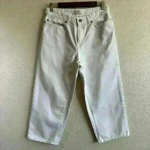 L. L. Bean Classic Fit Straight Cropped High Rise 100% Cotton Jeans White 8 Reg